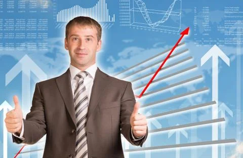 Businessman and graphical chart Stock Illustration