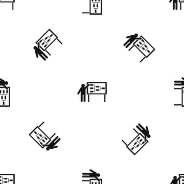 Businessman and presentation screen pattern seamless black 스톡 일러스트