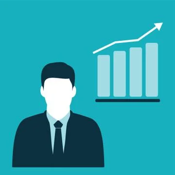 Businessman And Progress Chart Bar Stock Illustration
