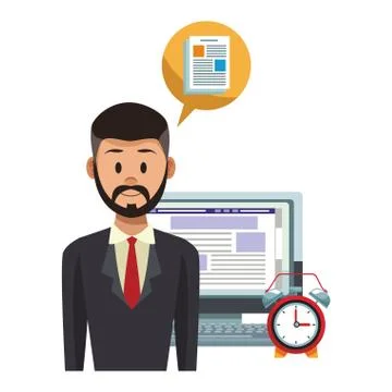Businessman and technology Illustrazione stock