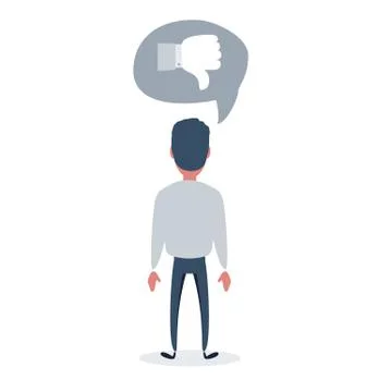 Businessman and thumbs down. Vector flat illustration Illustrazione stock