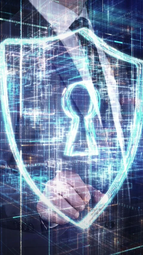 Businessman and virtual data protection. Stock Footage 270167718