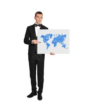 Businessman and world map Stock Photos