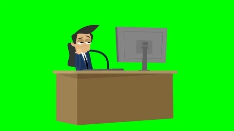 Businessman Animation 46 - bored at work Stock Footage 101115358