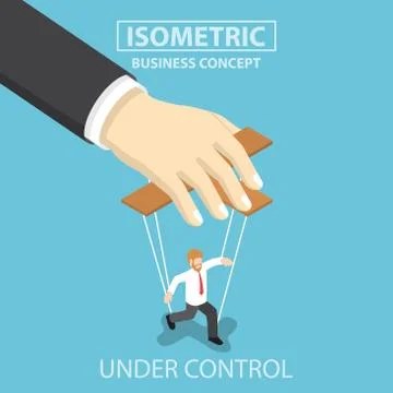 Businessman are under control like a puppet by big hand Stock Illustration