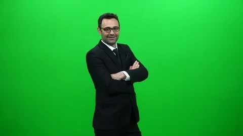 Businessman Arrived on Green Screen Stock Footage 88651635