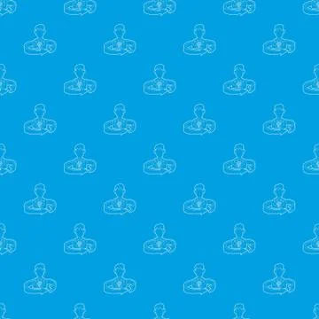 Businessman with arrow around pattern seamless blue イラスト素材