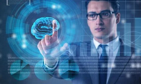 Businessman in artificial intelligence concept Stock Photos