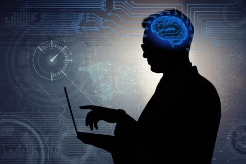 Businessman in artificial intelligence concept Foto stock