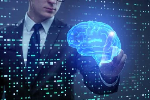 Businessman in artificial intelligence concept Stock Photos