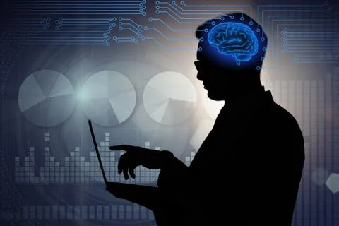 Businessman in artificial intelligence concept 스톡 사진