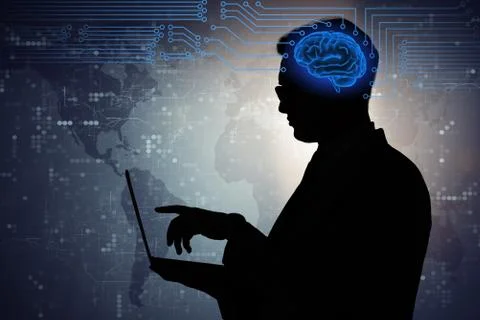 Businessman in artificial intelligence concept 스톡 사진