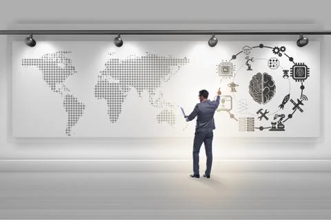 Businessman in artificial intelligence concept 스톡 사진