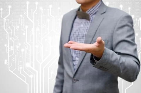 Businessman ask for new technology 스톡 일러스트