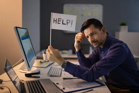 Businessman Asking For Help Stockfoto's