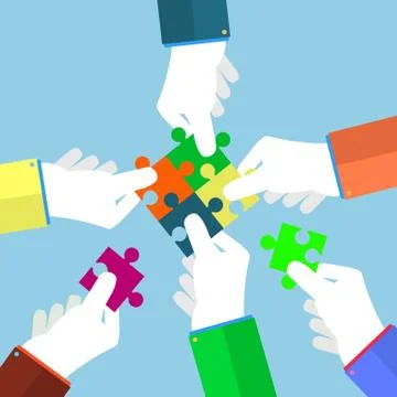Businessman assembling jigsaw puzzle Stock Illustration