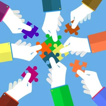 Businessman assembling jigsaw puzzle Stock Illustration