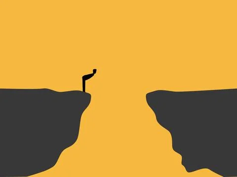Businessman assesses the cliff gap problem Stock-Illustration