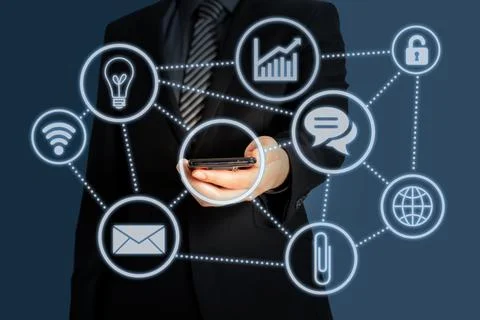 Businessman with automation software technology process system Stock Photos