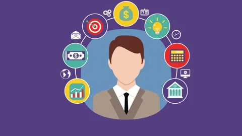Businessman Avatar with Tech and Communication Icons Animation Stock-Footage 334364732