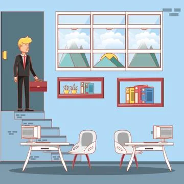 Businessman avatar with work time elements Stock Illustration