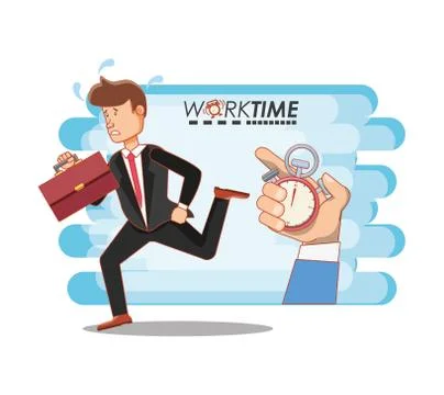 Businessman avatar with work time elements Stock Illustration
