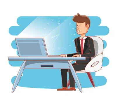 Businessman avatar with work time elements Stock Illustration