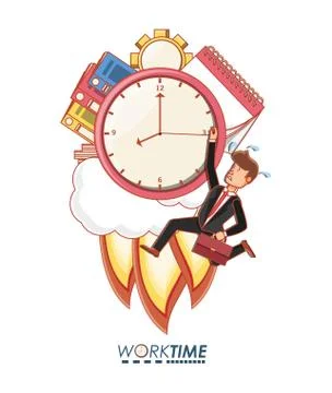 Businessman avatar with work time elements Stock Illustration