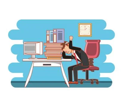 Businessman avatar with work time elements Stock Illustration