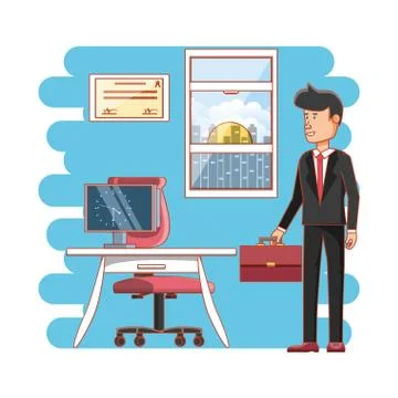 Businessman avatar with work time elements Stock Illustration