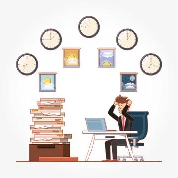 Businessman avatar with work time elements Stock Illustration
