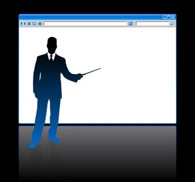 Businessman on background with web browser blank page Stock Illustration