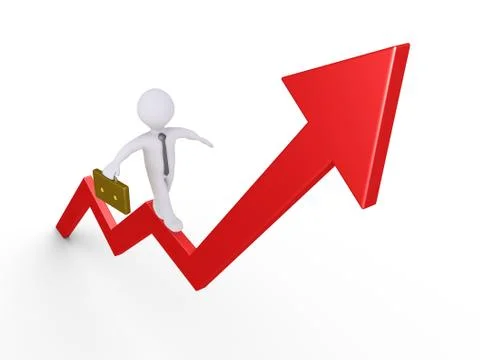 Businessman is balancing on graph Stock Illustration