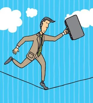 Businessman balancing on a string Stock Illustration