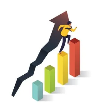 Businessman with bar graph concept Stockillustratie