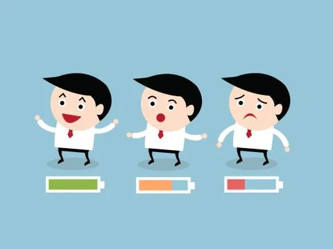 Businessman with battery, vector, eps10 Stock Illustration