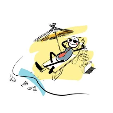 Businessman on the beach color vector Stock Illustration