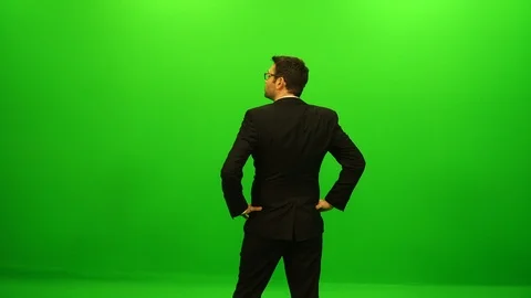 Businessman From Behind On Green Screen Видео 88651880
