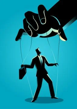 Businessman being controlled by puppet master Stock Illustration