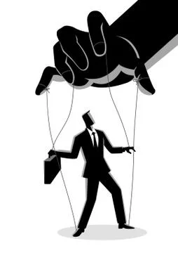 Businessman being controlled by puppet master Stock Illustration