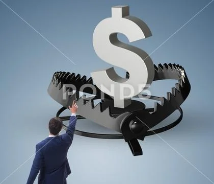 Businessman being trapped by dollar Stock Photos