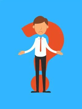Businessman with big red question mark behind. Stock Illustration