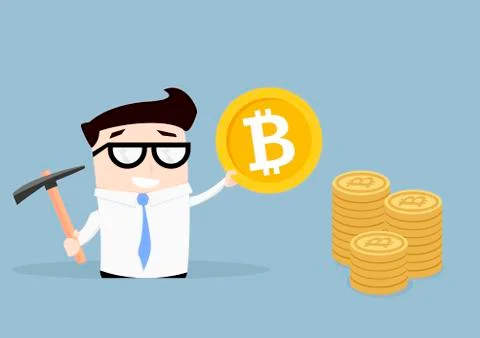 Businessman Bitcoin Mining Stock-Illustration