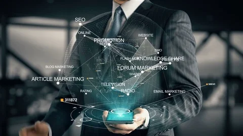 Businessman with Blog Marketing Stock Footage