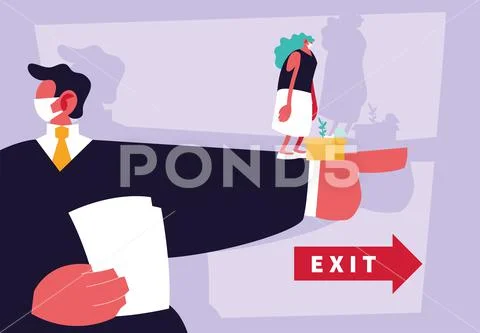 Businessman boss dismisses employee, unemployment Stock Illustration