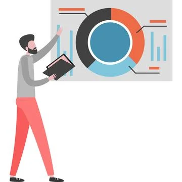 Businessman brainstorming analyzing statistics data vector icon isolated on Illustrazione stock