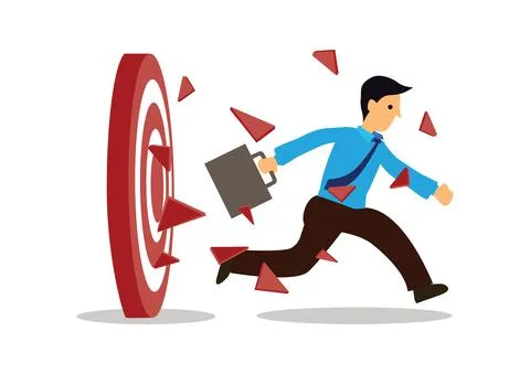 Businessman breakthrough the target archery. Stock Illustration