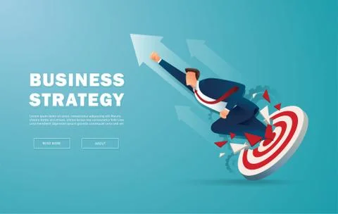 Businessman breakthrough the target archery to successful vector illustration Illustrazione stock