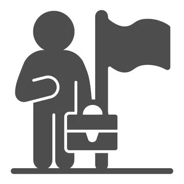 Businessman with briefcase and flag solid icon, labour day concept, Business Illustrazione stock