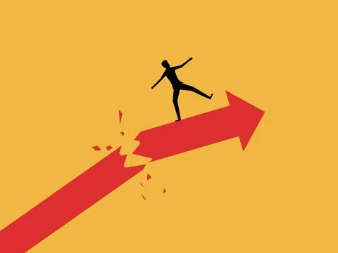 Businessman on a broken arrowhead Stock Illustration